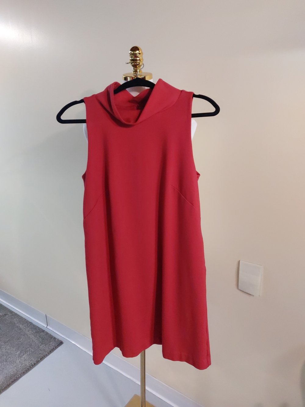 Ann Taylor Sleeveless Red Cowl-Neck Shift Dress